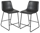 24 inch LeatherSoft Counter Height Barstools, Set of 2, Gray
