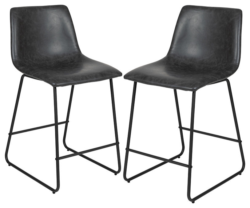 24 inch LeatherSoft Counter Height Barstools, Set of 2, Gray