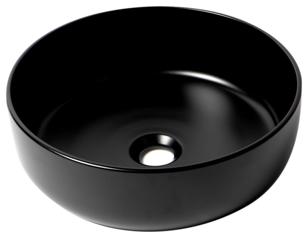 ALFI brand ABC907-BM Black Matte 15" Round Above Mount Ceramic Sink