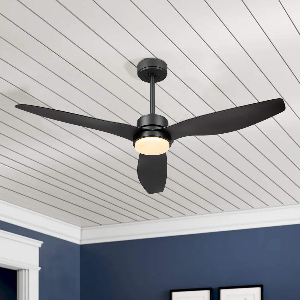 52'' 3 - Blade LED Propeller Ceiling Fan with Remote Control and Light Kit, Matt