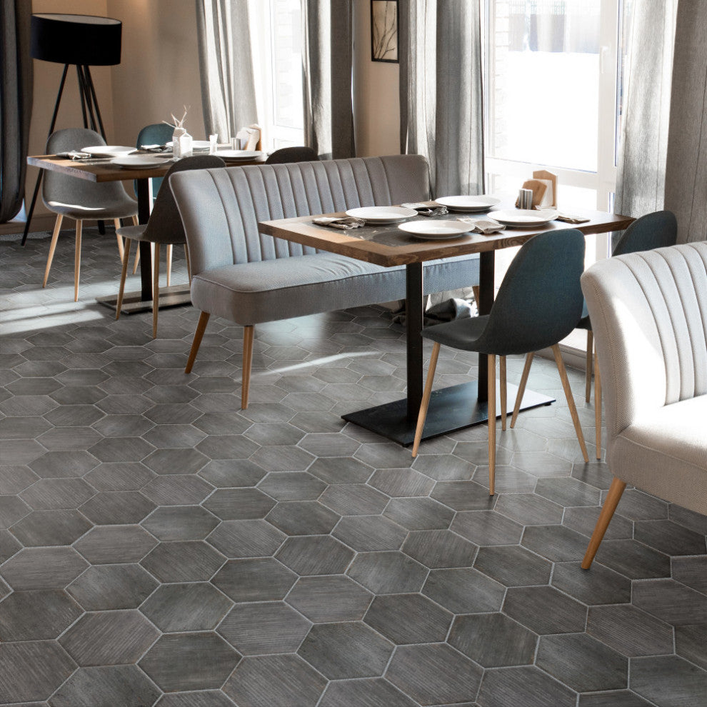 Retro Mini Hex Cendra Porcelain Floor and Wall Tile