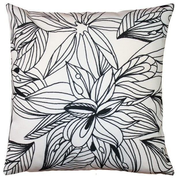 Pillow Decor - Pen and Ink Flowers Throw Pillow 20x20