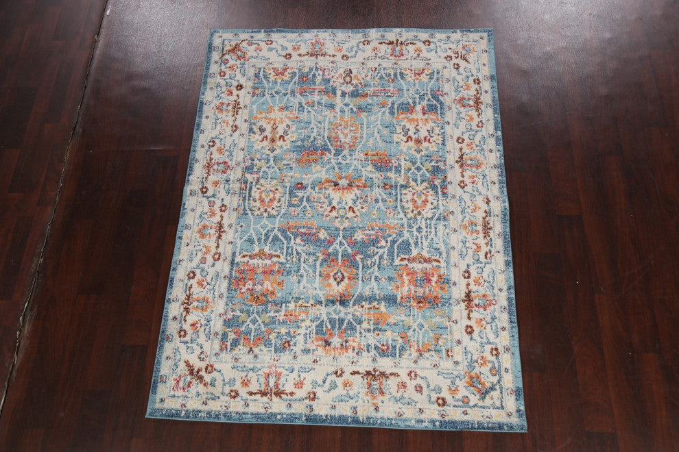 Distressed Floral Traditional Turkish Oriental Area Rug Carpet 5x7