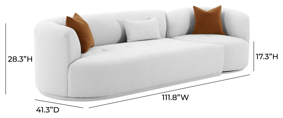 Fickle Grey Velvet 2-Piece Modular LAF Sofa - Grey