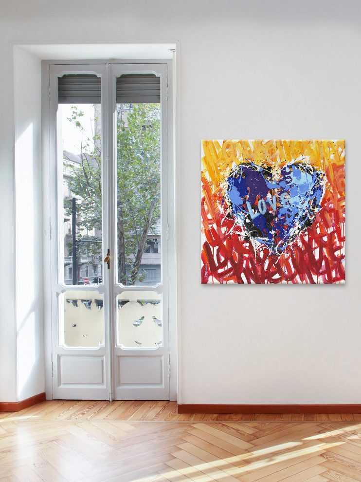 "Messy Love" Painting Print on Wrapped Canvas, 32x32