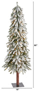 5' Flocked Grand Alpine Faux Xmas Tree W/Lights, Bendable Branches