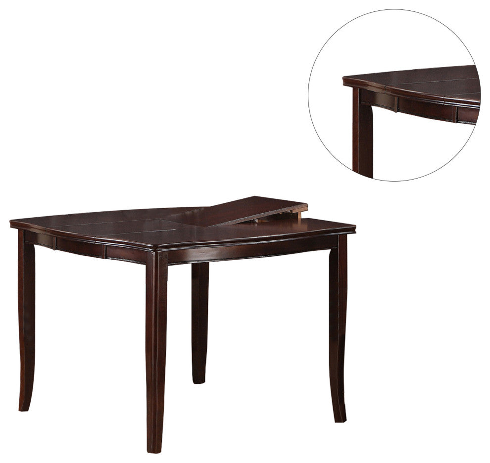Counter Height Dining Table With Butterfly Leaf, Dark Brown