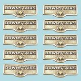 10 Switch Plate Tags DOWNSTAIRS Name Signs Labels Brass |