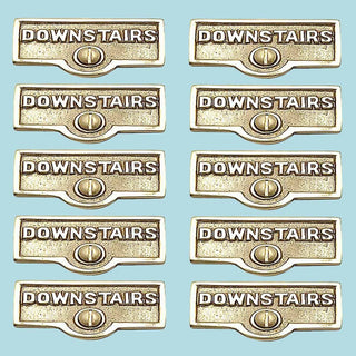 10 Switch Plate Tags DOWNSTAIRS Name Signs Labels Brass |