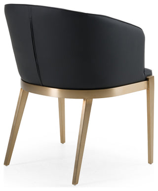 Modrest Kravitz Modern Dark Grey Vegan Leather, Antique Brass Dining Chair