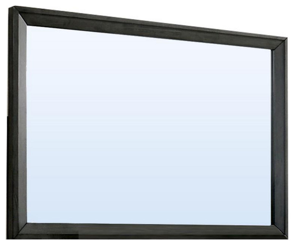 Benzara BM235481 45" Rectangular Wooden Frame Contemporary Mirror, Gray