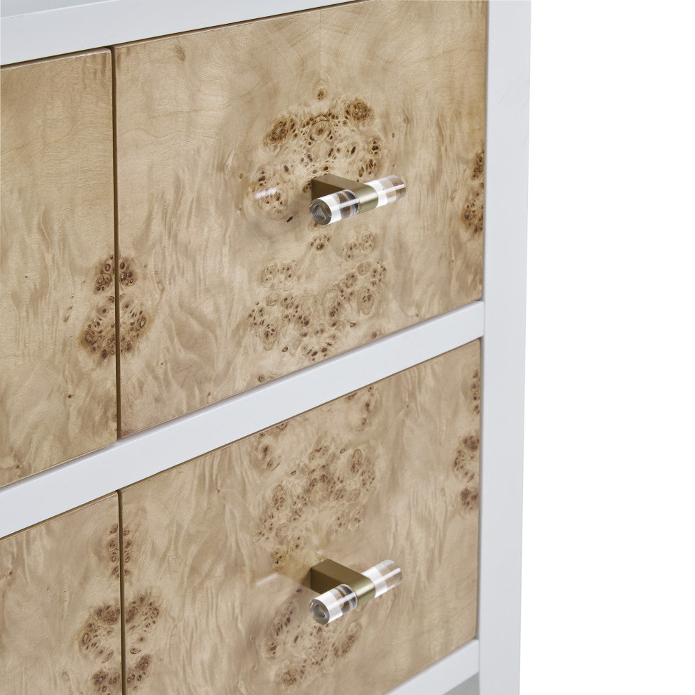 Olena 48" Single Vanity, Light Mappa Burl, Polished White