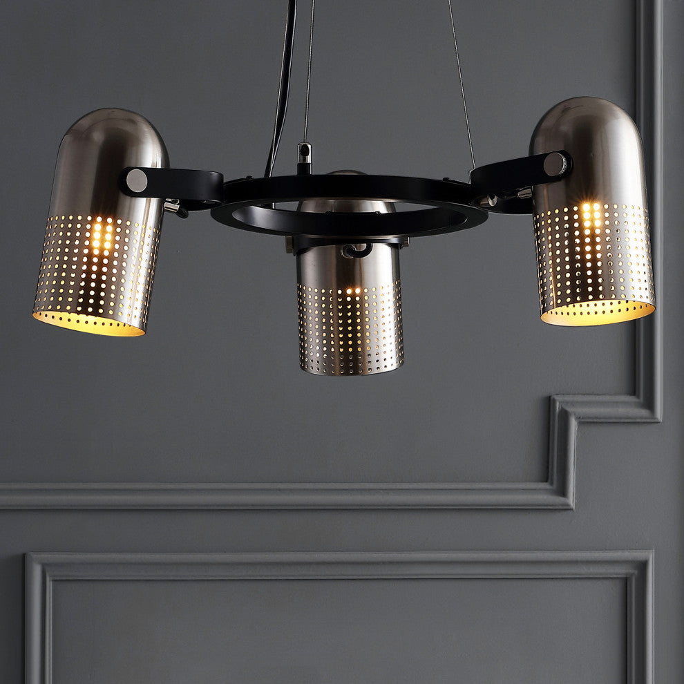 Loki 22" 3-Light Adjustable Metal LED Pendant, Brushed Nickel