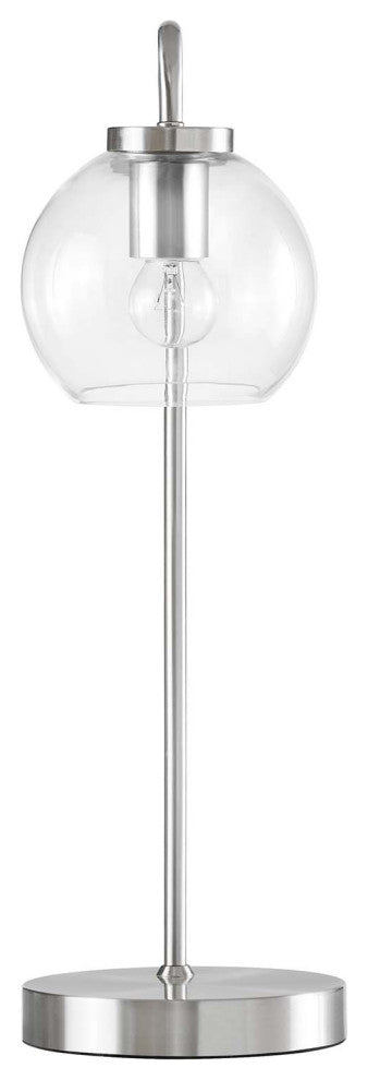 Silo Glass Globe Glass and Metal Table Lamp, Satin Nickel
