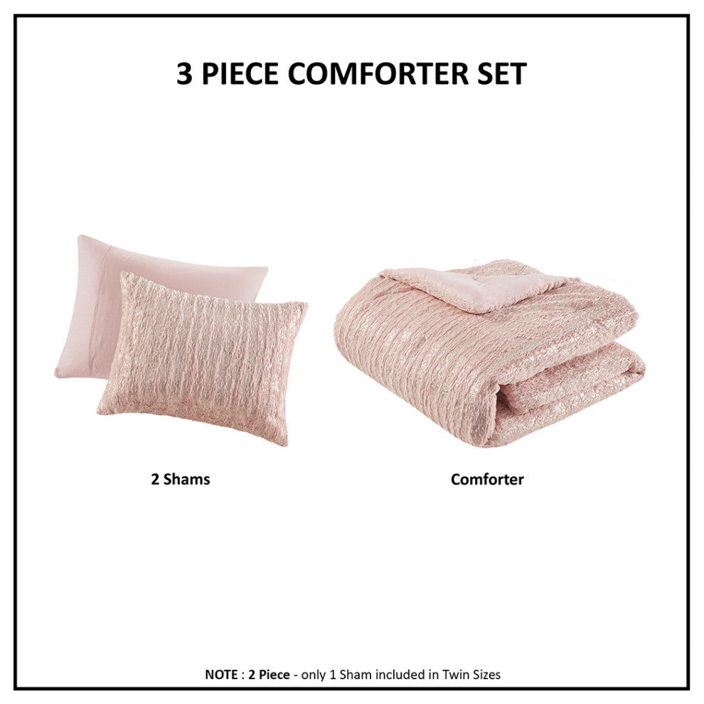 Intelligent Design Naomi Metallic Print Faux Fur Comforter Set