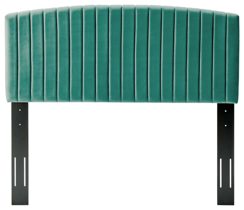 Headboard, Full Queen Size, Velvet, Teal Blue, Modern Contemporary, Bedroom