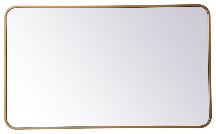 Ellis Soft Corner Metal Rectangular Mirror, Brass, 24"x40"