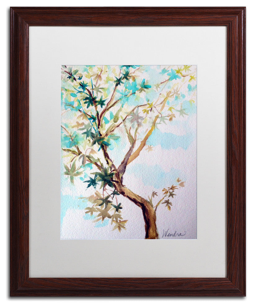 Wendra 'Blue Maple' Matted Framed Art, Wood Frame, White Mat, 16x20