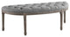 Esteem Vintage French Upholstered Fabric Semi-Circle Bench, Light Gray