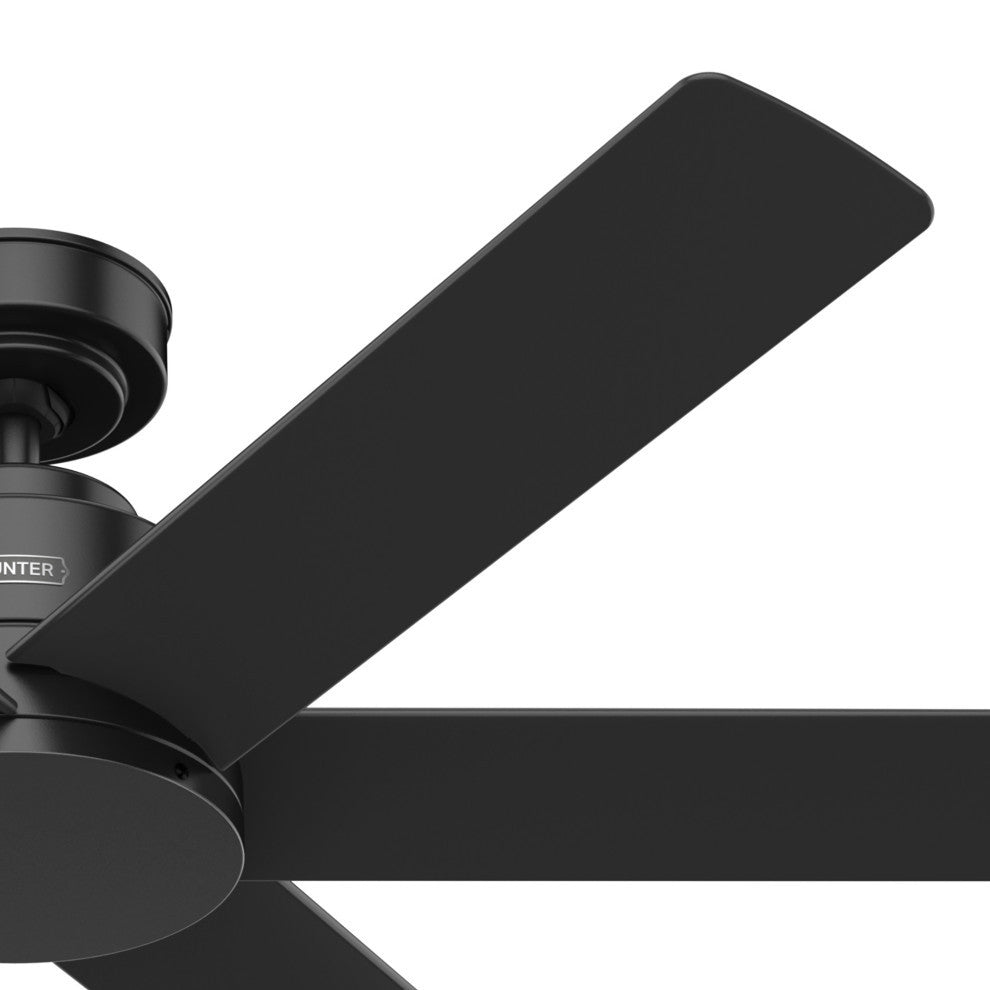 Hunter 52" Kennicott Matte Black Damp Rated Ceiling Fan and Wall Control