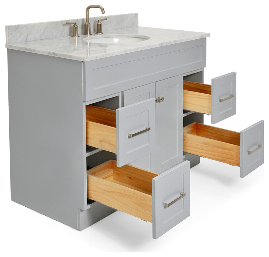 Ariel Hamlet 43" Oval Sink Bath Vanity, 0.75" Carrara Marble