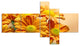 Yellow Flowers in the Garden, Floral Canvas Art Print, 60"x32", 5 panels