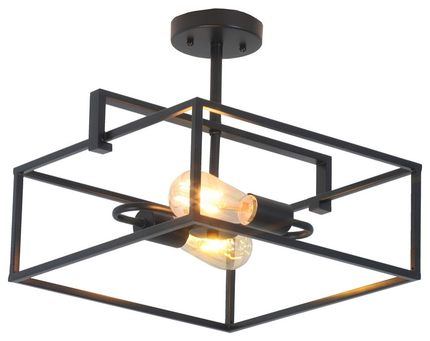 CHLOE Lighting CH6H410BK14-SF2 NOLAN Farmhouse 2 Light Square Ceiling Pendant