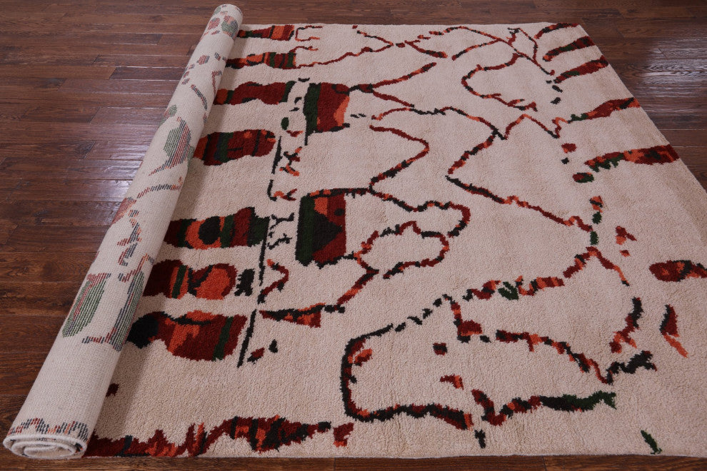 Moroccan Hand Knotted Wool Rug 8' 0" X 10' 2" Q9295