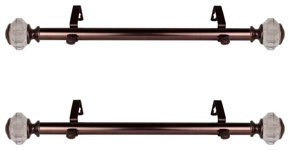 Lyla 1" Diameter Side Curtain Rod 12-20", Set of 2, Bronze