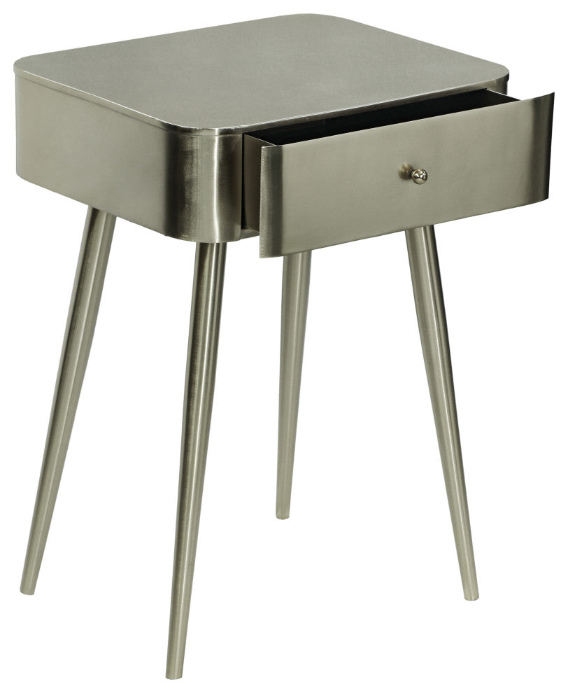Rylan Iron Night Stand, Silver, Solid