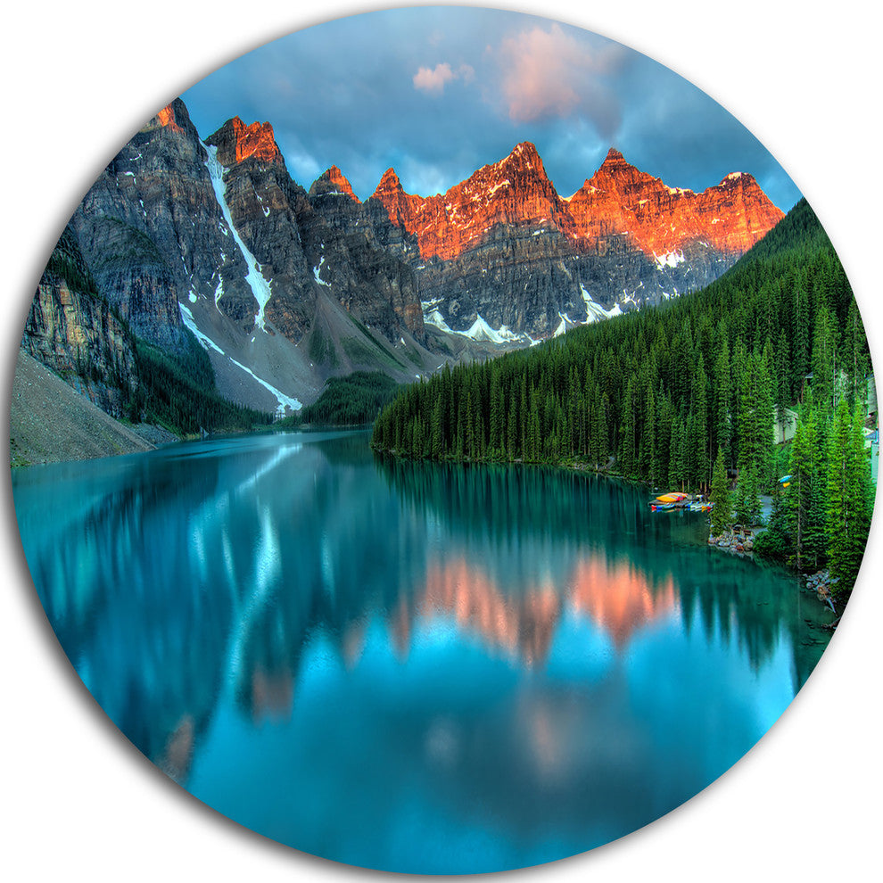 Moraine Lake Sunrise, Landscape Photography Round Wall Art, 36"