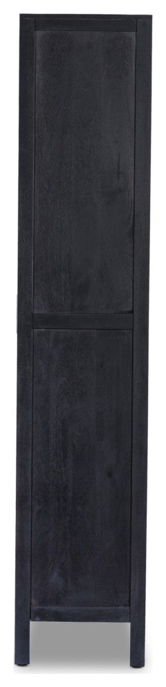 Caprice Tall Cabinet Black Natural Cane, Black Wash Mango, Gunmetal