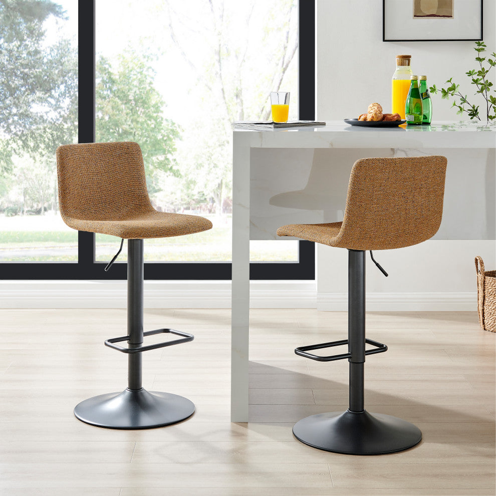 Bruce Gaslift Bar Stool, Pebbled Mustard, Fabric