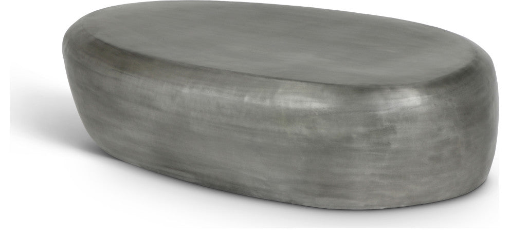 Capsule Aluminum Coffee Table, Silver, 54" W x 28" D x 14.5" H