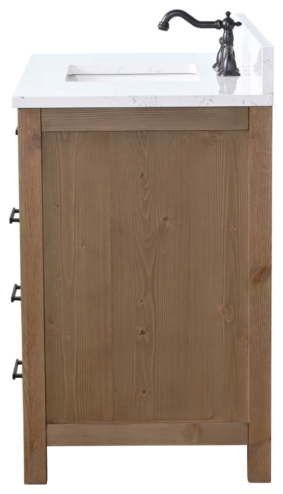 Jasper 42" Bathroom Vanity, Textured Natural, Ariston White Engineered Stone