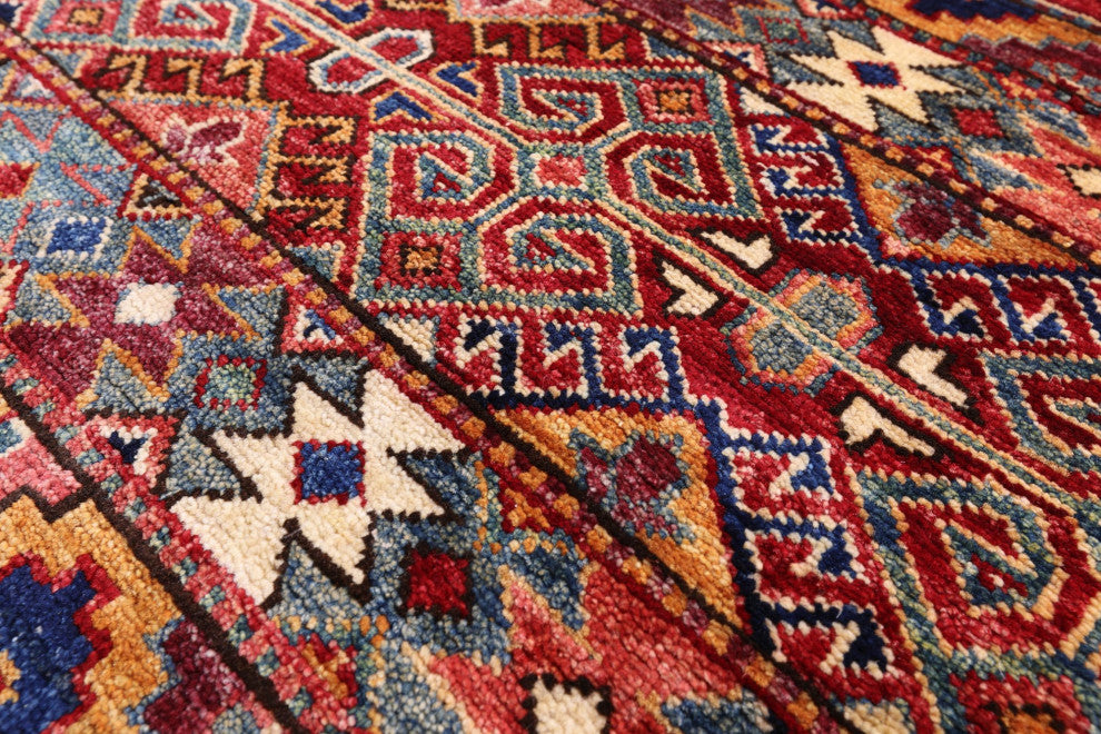 3' 11" X 6' 1" Khorjin Super Kazak Handmade Wool Rug Q10772