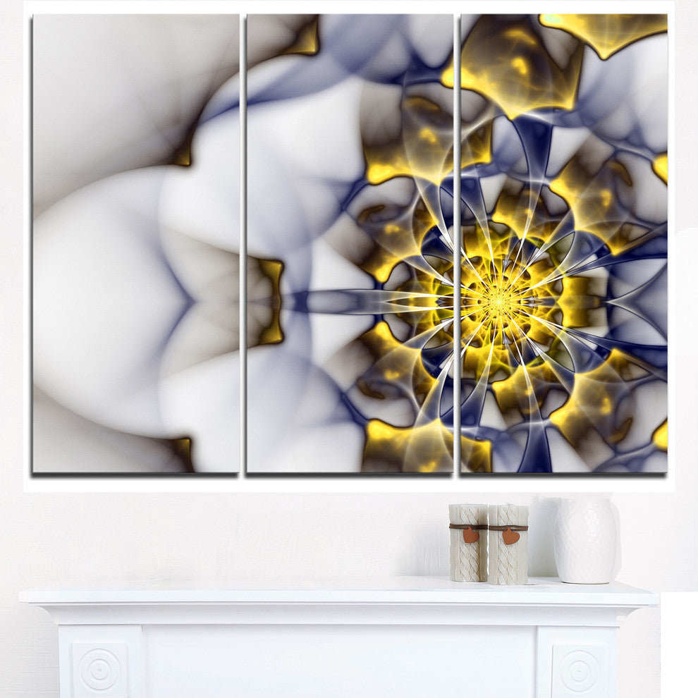 "Unique Gold and White Fractal Flower" Metal Wall Art, 3 Panels, 36"x28"