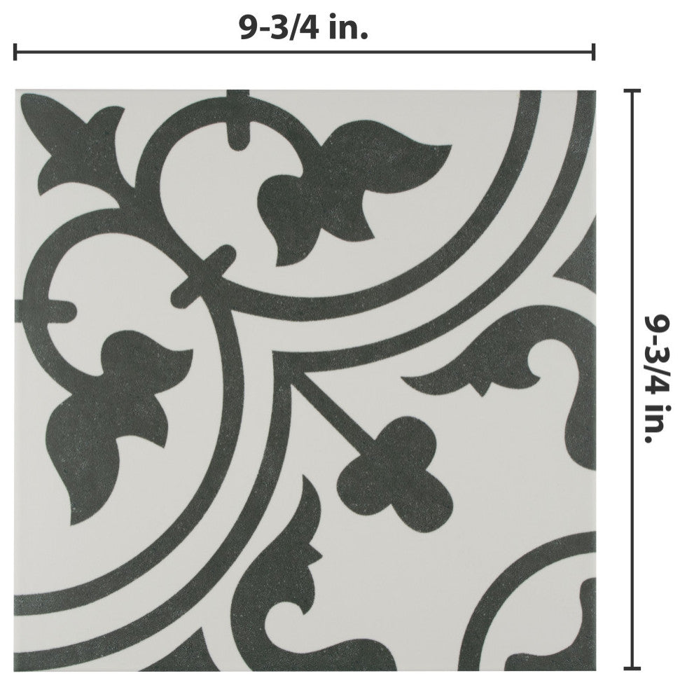 Arte Encaustic Porcelain Floor and Wall Tile, White