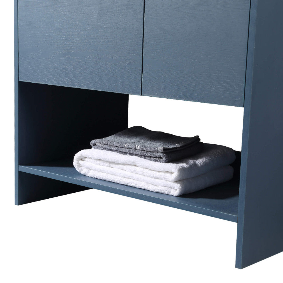 Phoenix Bath Vanity With Ceramic Sink - Full Assembly Required, Navy Blue, 30 Inch