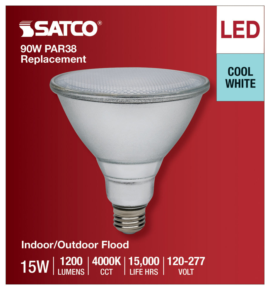 15W PAR38 LED, 4000K, Medium Base, 120-277V, 90 CRI