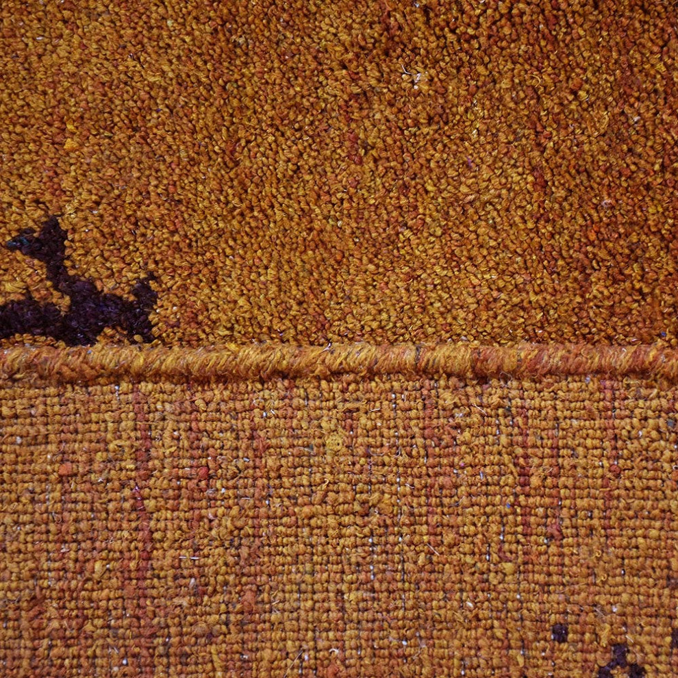 HAND KNOTTED LOOM SILK ECO-FRIENDLY RUG-9'x12',Rectangle,Orange Brown,Contempora
