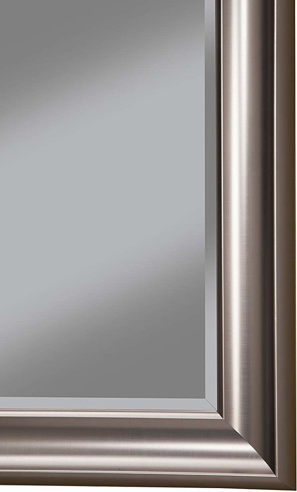 Polystyrene Framed Wall Mirror With Beveled Glass, Silver