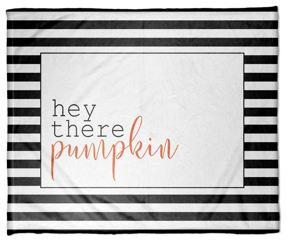 Hey There Pumpkin Stripes Fleece Blanket