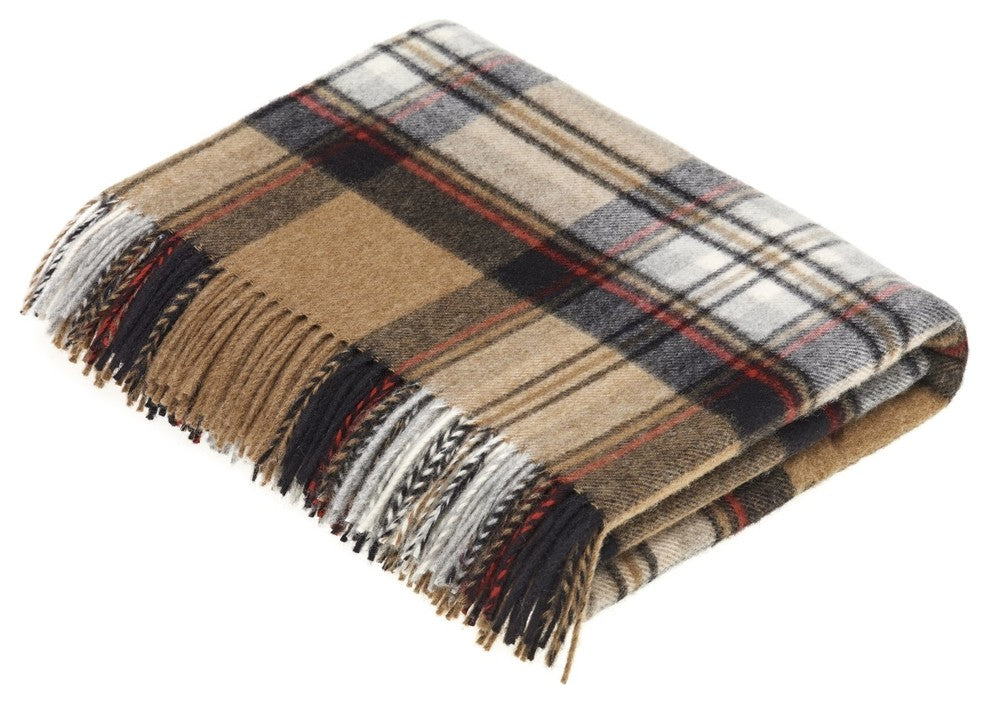 Tartan, Merino Lambswool, Camel Stewart, Throw Blanket