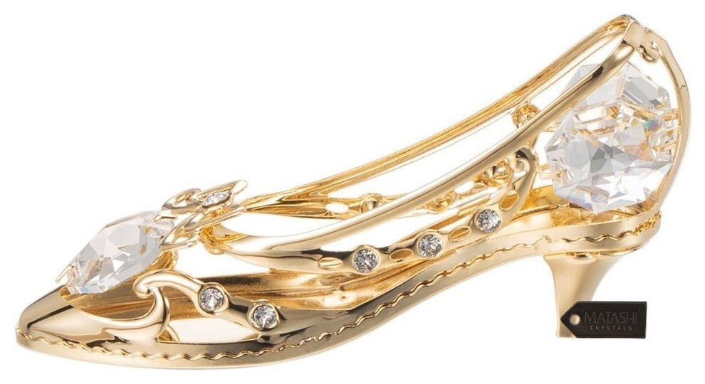 24K Gold Plated Crystal Studded Lady Shoe Ornament