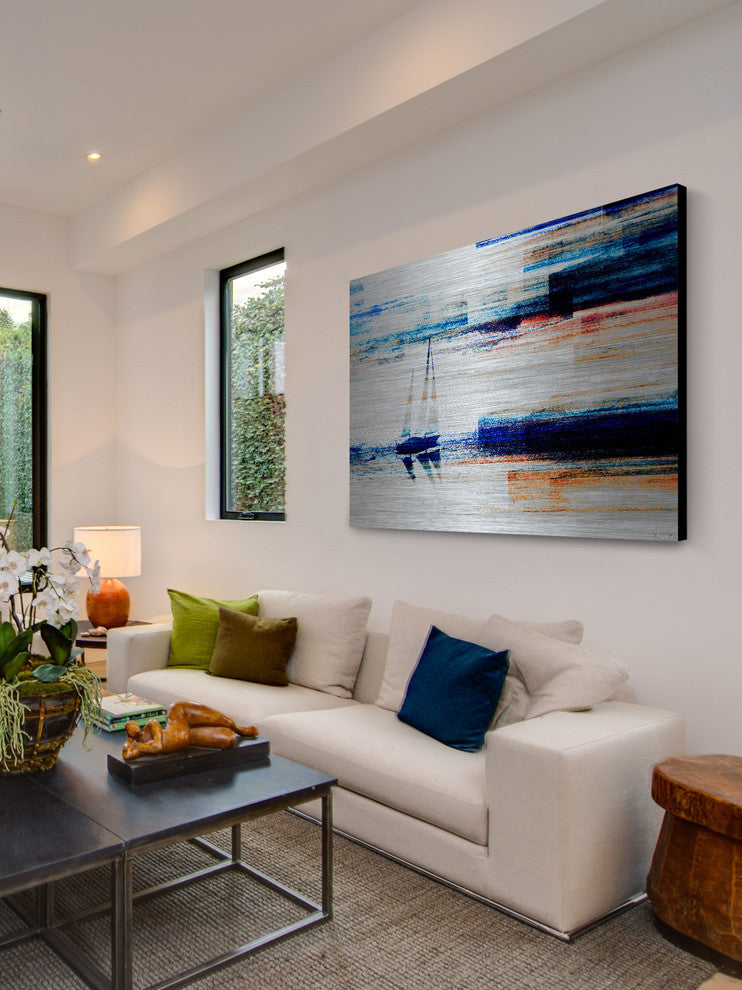 "Aegean Sea" UV Ink Print on Brushed  Aluminum, 45"x30"