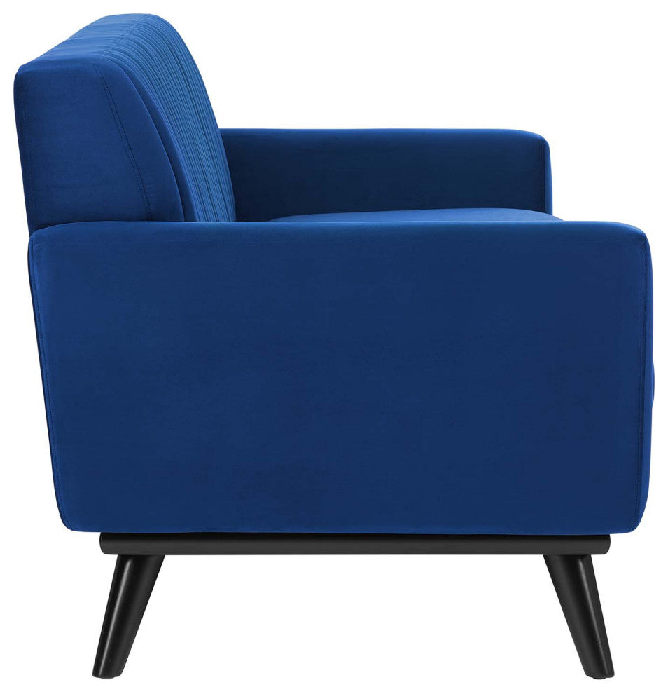 Engage Channel Tufted Performance Velvet Sofa Navy
