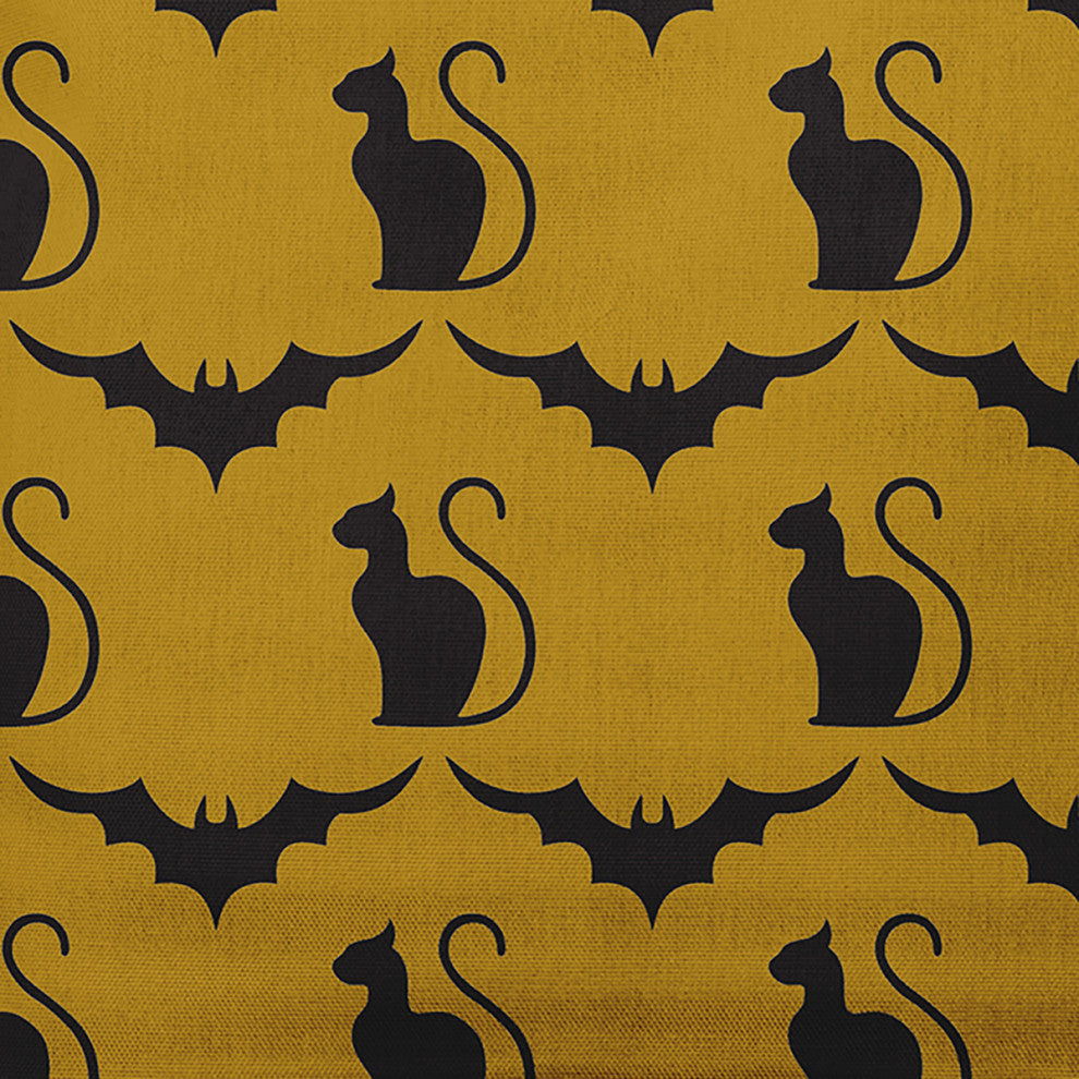 16" x 16" Cats and Bats Decorative Throw Pillow, Autumn Gold