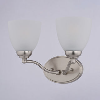 Bellwood 13.5" 2-Light Traditional Nickel Bathroom Vanity Fixture, Glass Shade, Satin Nickel, 2-Light