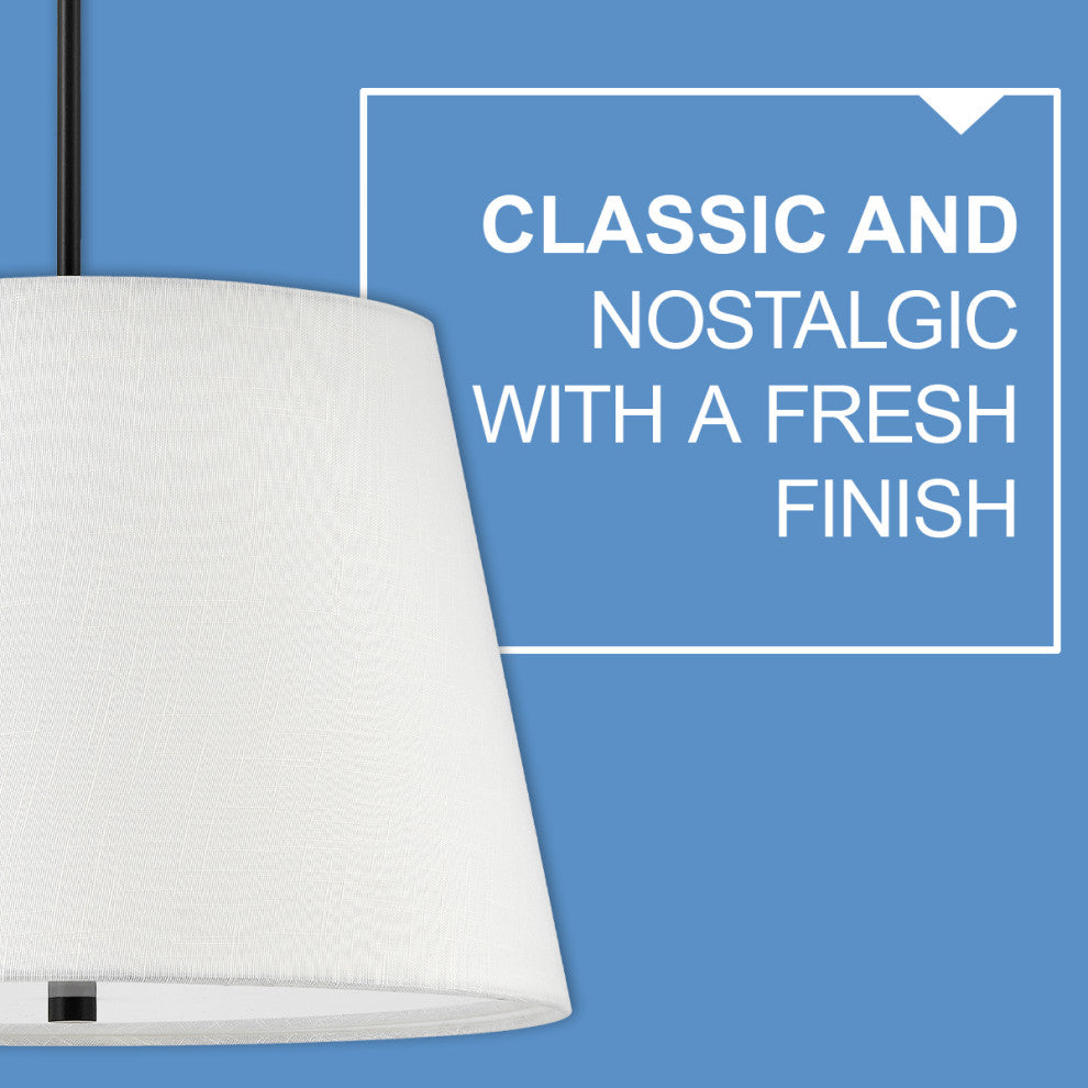 Lark Beale 20" Large Convertible Pendant Light, Black + White Linen
